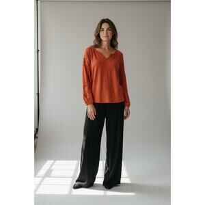 Chico’s Embroidered Cotton Shirt Size 2 Large  Long Sleeve Fall Boho Casual Top